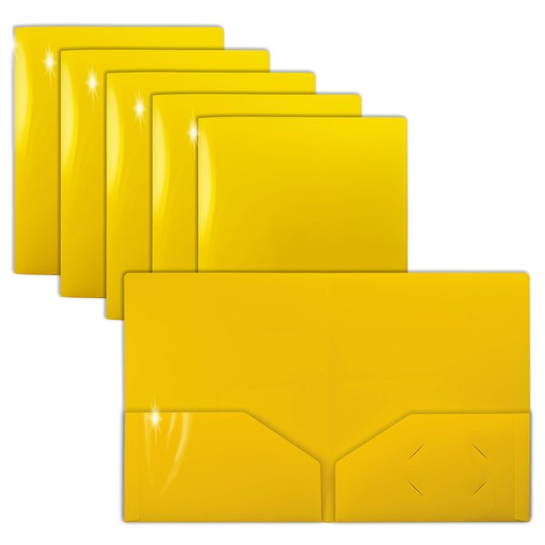 Gold Seal 2 Pkt Plastic Extra Heavyweight Folders Portfolio, High Sheen Reflective Finish, Yellow, 12PK 86320
